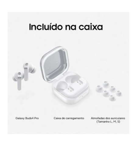 Samsung Galaxy Buds4 Pro white conteúdo da caixa