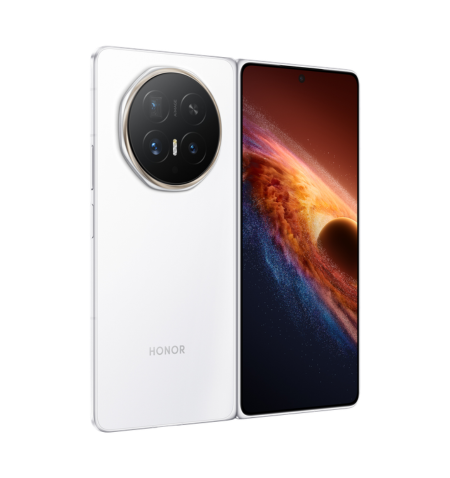 Honor Magic V6 White diagonal aberto